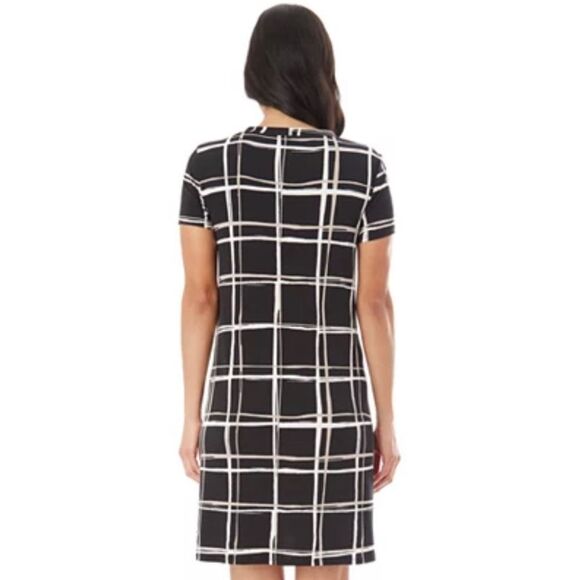 Apt 9 black mocha and ivory abstract checkered dress with pockets size medium - Picture 3 of 8